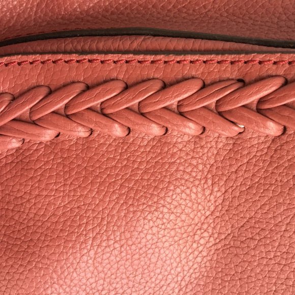 Oryany "Sarah" Pebble Leather Satchel with Braiding Detail, Marsala (Warm Rose) - Picture 13 of 15